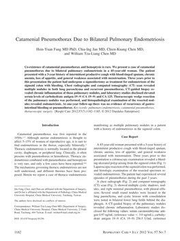Catamenial Pneumothorax Due to Bilateral Pulmonary Endometriosis