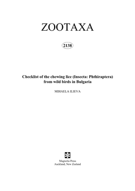 Zootaxa, Checklist of the Chewing Li Ce