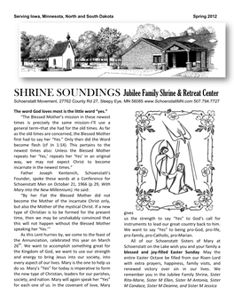 SHRINE SOUNDINGS Jubilee Family Shrine & Retreat Center