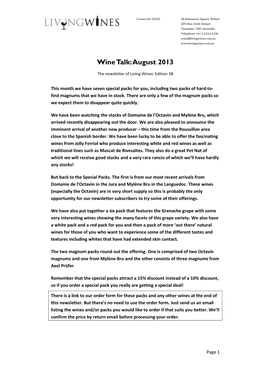 Wine Talk: August 2013