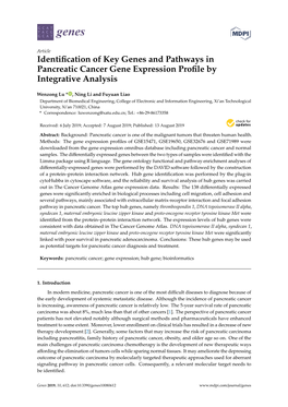 Identification of Key Genes and Pathways in Pancreatic Cancer