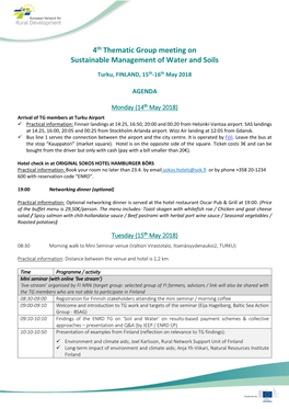 4Th Thematic Group Meeting on Sustainable Management of Water and Soils