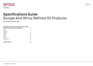 Specifications Guide Europe and Africa Refined Oil Products Latest Update: September 2021