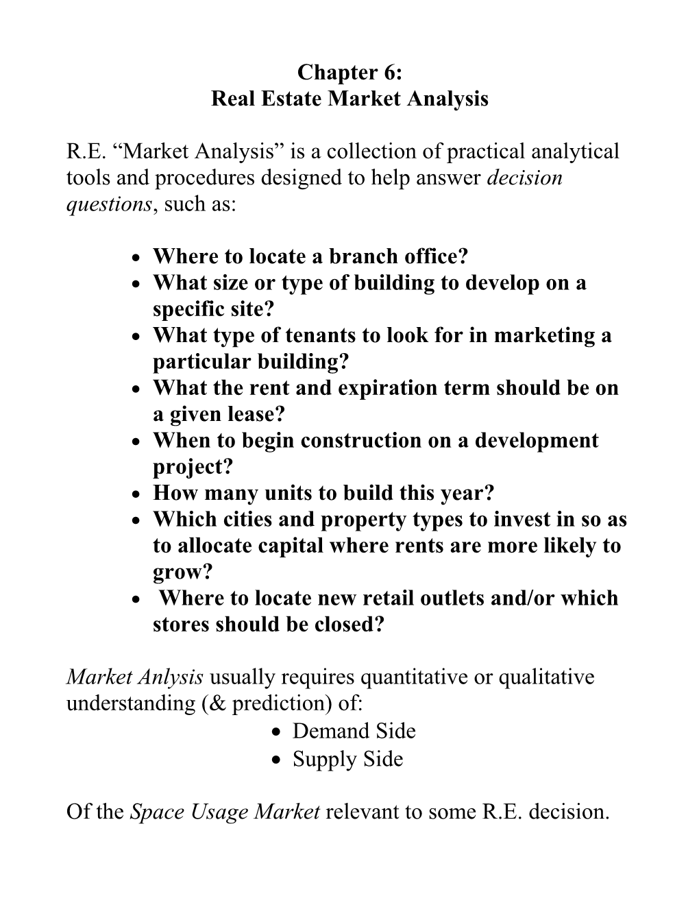 Real Estate Market Analysis