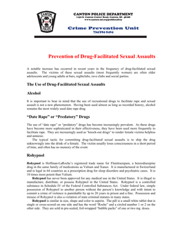 Prevention of Drug-Facilitated Sexual Assaults