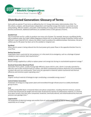 Distributed Generation: Glossary of Terms