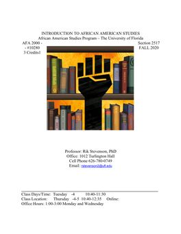Afa 2000 Intro to African American Studies