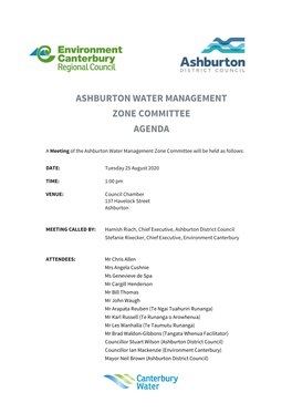 Ashburton Water Management Zone Committee Agenda