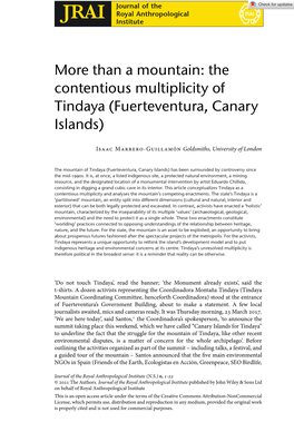 More Than a Mountain: the Contentious Multiplicity of Tindaya (Fuerteventura, Canary Islands)