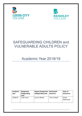 SAFEGUARDING CHILDREN and VULNERABLE ADULTS POLICY
