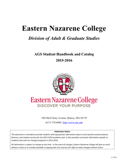 Adult & Graduate Studies Catalog 2015-2016