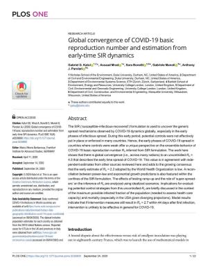 Global Convergence of COVID-19 Basic Reproduction Number and Estimation from Early-Time SIR Dynamics