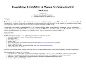 International Compilation of Human Research Standards 2017 Edition