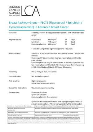 Breast Pathway Group – FEC75 (Fluorouracil / Epirubicin / Cyclophosphamide) in Advanced Breast Cancer