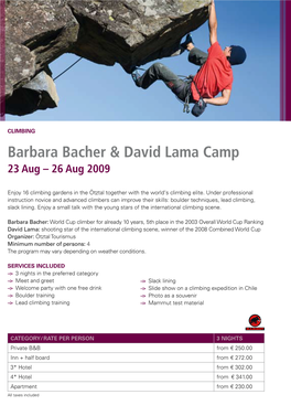 Barbara Bacher & David Lama Camp Tirol's