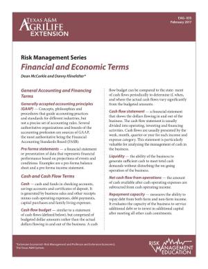 Financial and Economic Terms Dean Mccorkle and Danny Klinefelter*
