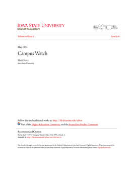 Campus Watch Mark Berry Iowa State University