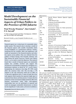 Model Development on the Sustainable Financial Aspects of Urban Polders in the Province of DKI Jakarta