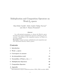 Multiplication and Composition Operators on Weak Lp Spaces