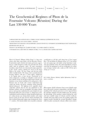 The Geochemical Regimes of Piton De La Fournaise Volcano (Réunion) During the Last 530 000 Years
