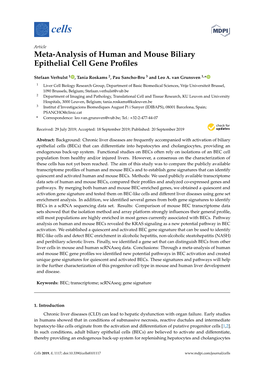 Meta-Analysis of Human and Mouse Biliary Epithelial Cell Gene Profiles