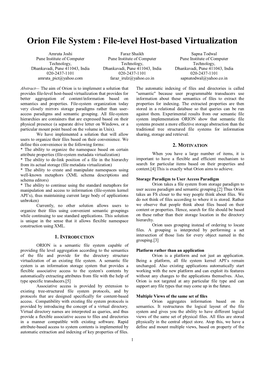 Orion File System : File-Level Host-Based Virtualization