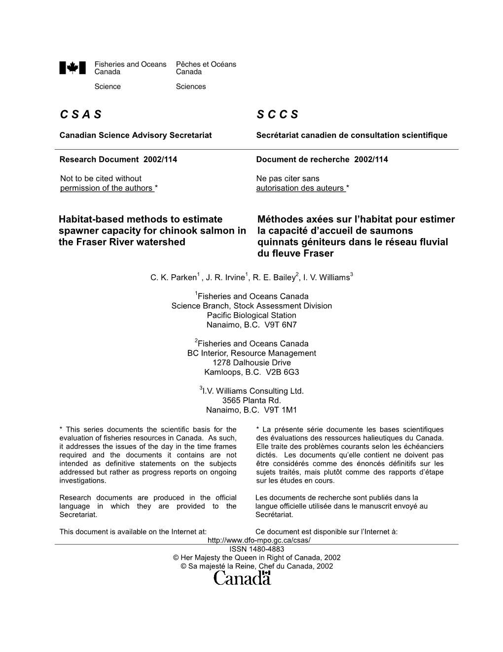 Habitat-Based Methods to Estimate Spawner Capacity for Chinook