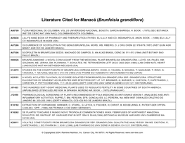 Literature Cited for Manacá (Brunfelsia Grandiflora)