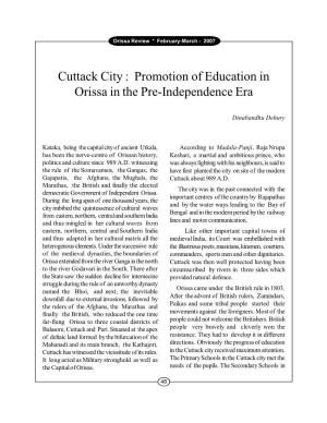 Cuttack City : Promotion of Education in Orissa in the Pre-Independence Era