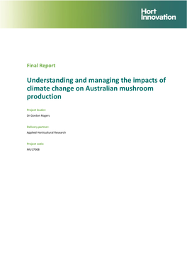 Understanding and Managing the Impacts of Climate Change on Australian Mushroom Production