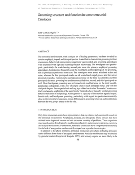 Grooming Structure and Function Crustacea M Some Terrestrial