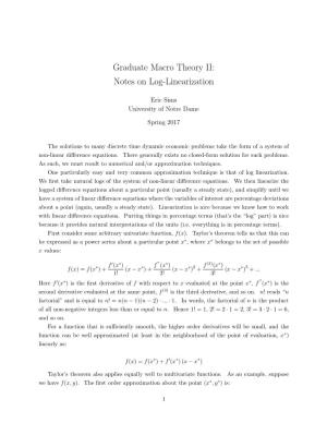 Graduate Macro Theory II: Notes on Log-Linearization