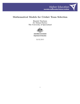 Mathematical Models for Cricket Team Selection