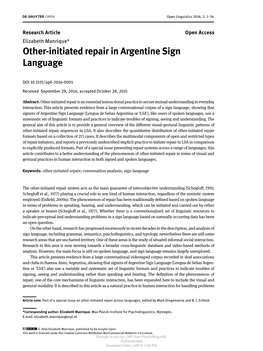 Other-Initiated Repair in Argentine Sign Language