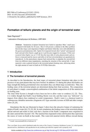 Formation of Telluric Planets and the Origin of Terrestrial Water