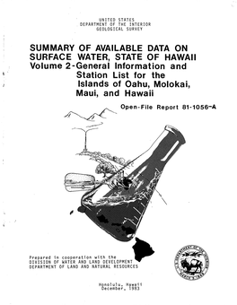 Station List for the Islands of Oahu, Molokai, Maui, and Hawaii Open-File Report 81-1056-A