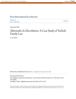 Aftermath of a Revolution: a Case Study of Turkish Family Law Seval Yildirim