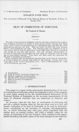 HEAT of COMBUSTION of ISOBUTANE by Frederick D