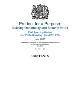 2000 Spending Review: New Public Spending Plans 2001-2004 July 2000