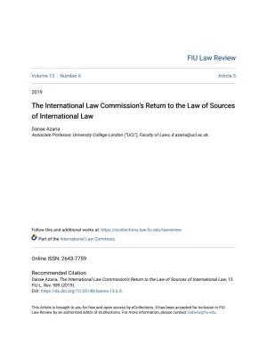The International Law Commission's Return to the Law of Sources Of
