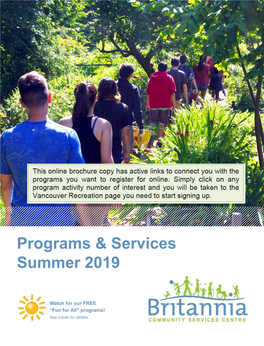 Programs & Services Summer 2019