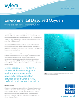 Environmental Dissolved Oxygen Values Above 100 Percent Air Saturation