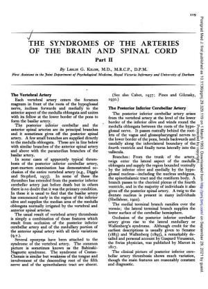 THE SYNDROMES of the ARTERIES of the BRAIN AND, SPINAL CORD Part II by LESLIE G