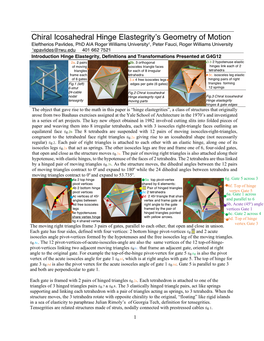 Chiral Icosahedral Hinge Elastegrity's Geometry of Motion