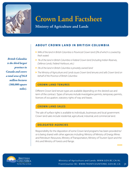 Crown Land Factsheet Ministry of Agriculture and Lands