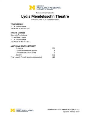 Lydia Mendelssohn Theatre Version Current As of September 2019