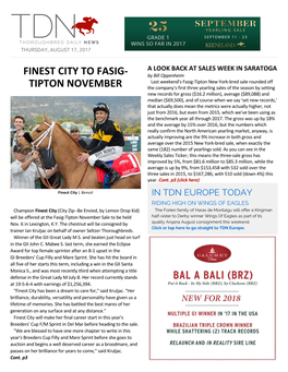 Finest City to Fasig- Tipton November