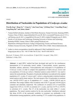 Distribution of Nucleosides in Populations of Cordyceps Cicadae