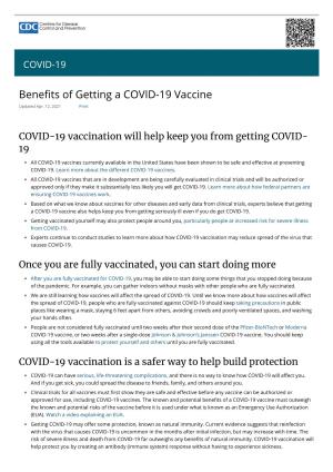 Bene Ts of Getting a COVID-19 Vaccine