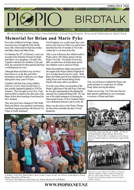 Memorial for Brian and Marie Pyke